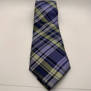 Chaps‎ Plaid Silk Necktie Blue Green Classic Business Formal Mens Accessory